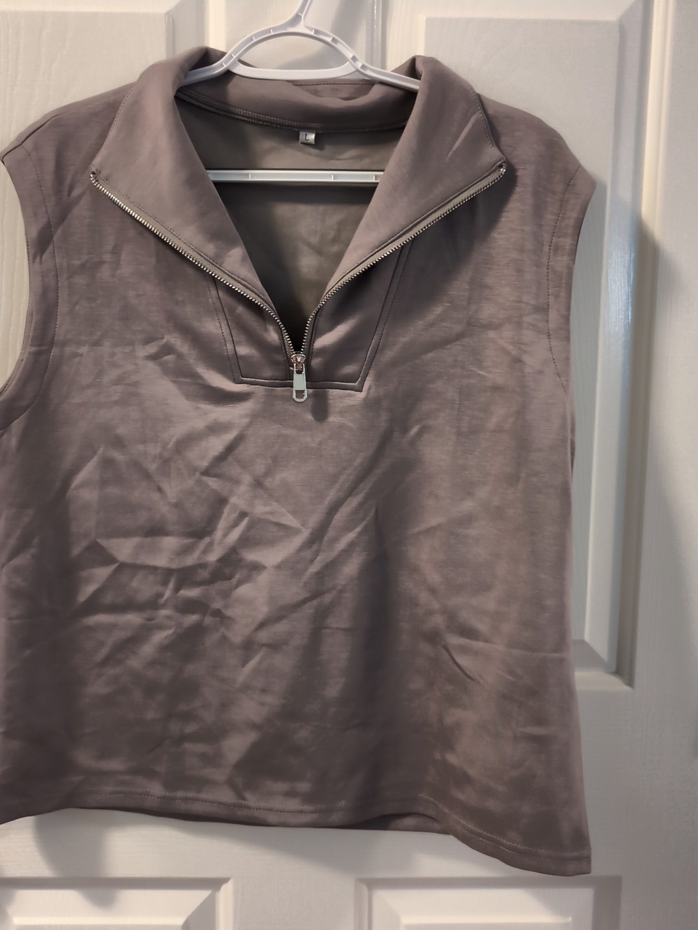 Sleeveless Zip-Front Top - Grey